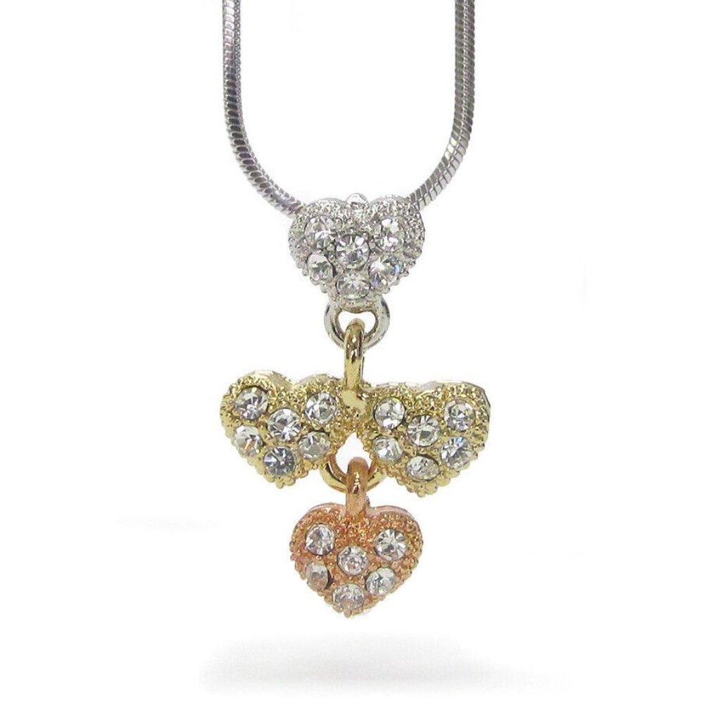 Whitegold Plated Crystal Hearts Necklace NWT